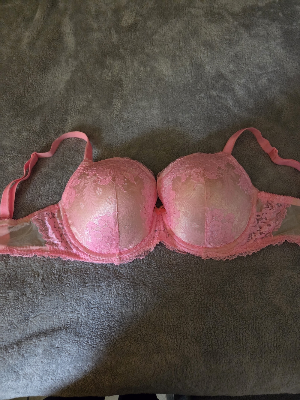 Victoria's Secret Pink Lace Bra with Floral Overlay